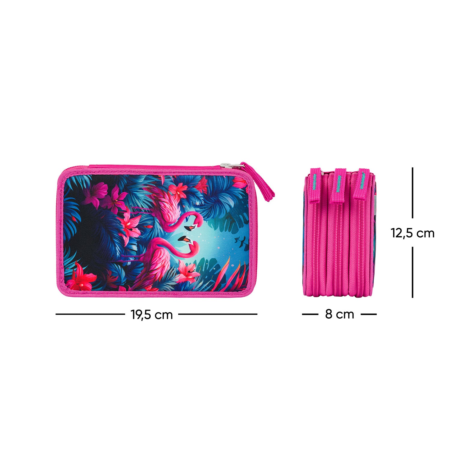 baagl-three-tier-flamingos-trousse-3-compartiments-flamant-rose-vide image 6