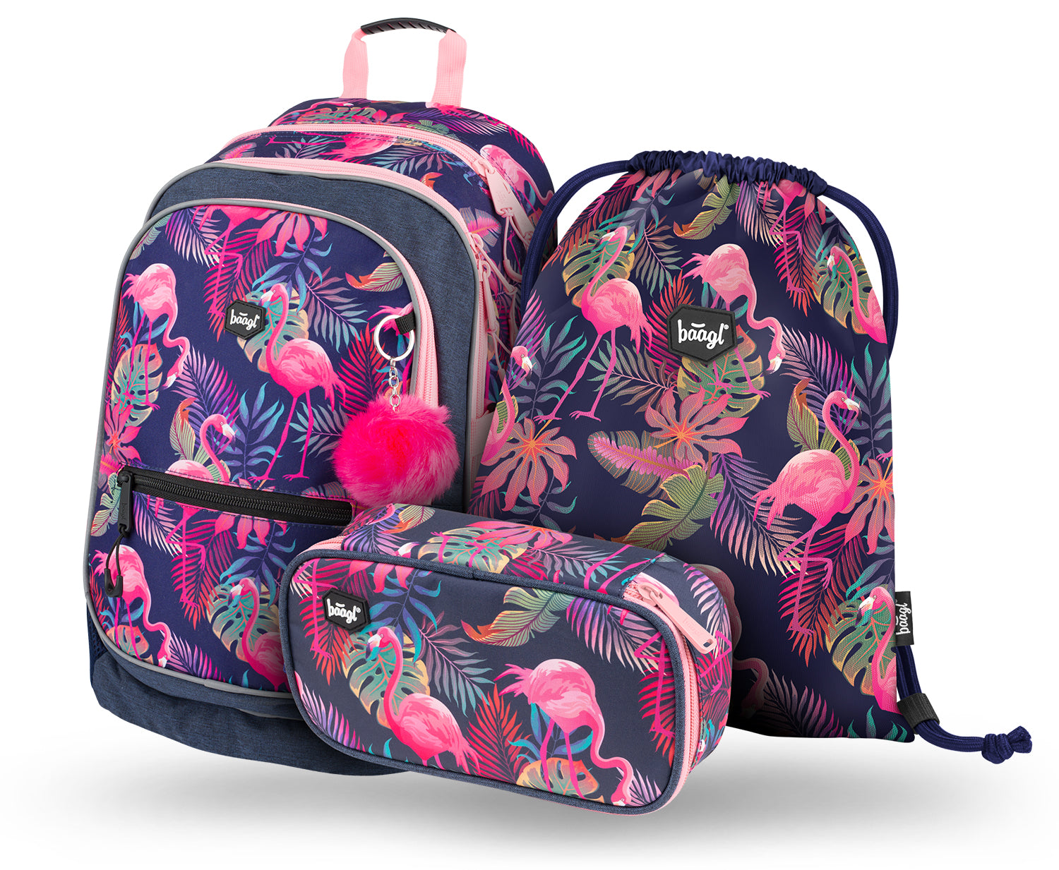 baagl-core-flamingo-set-scolaire-cartable-fille image 1