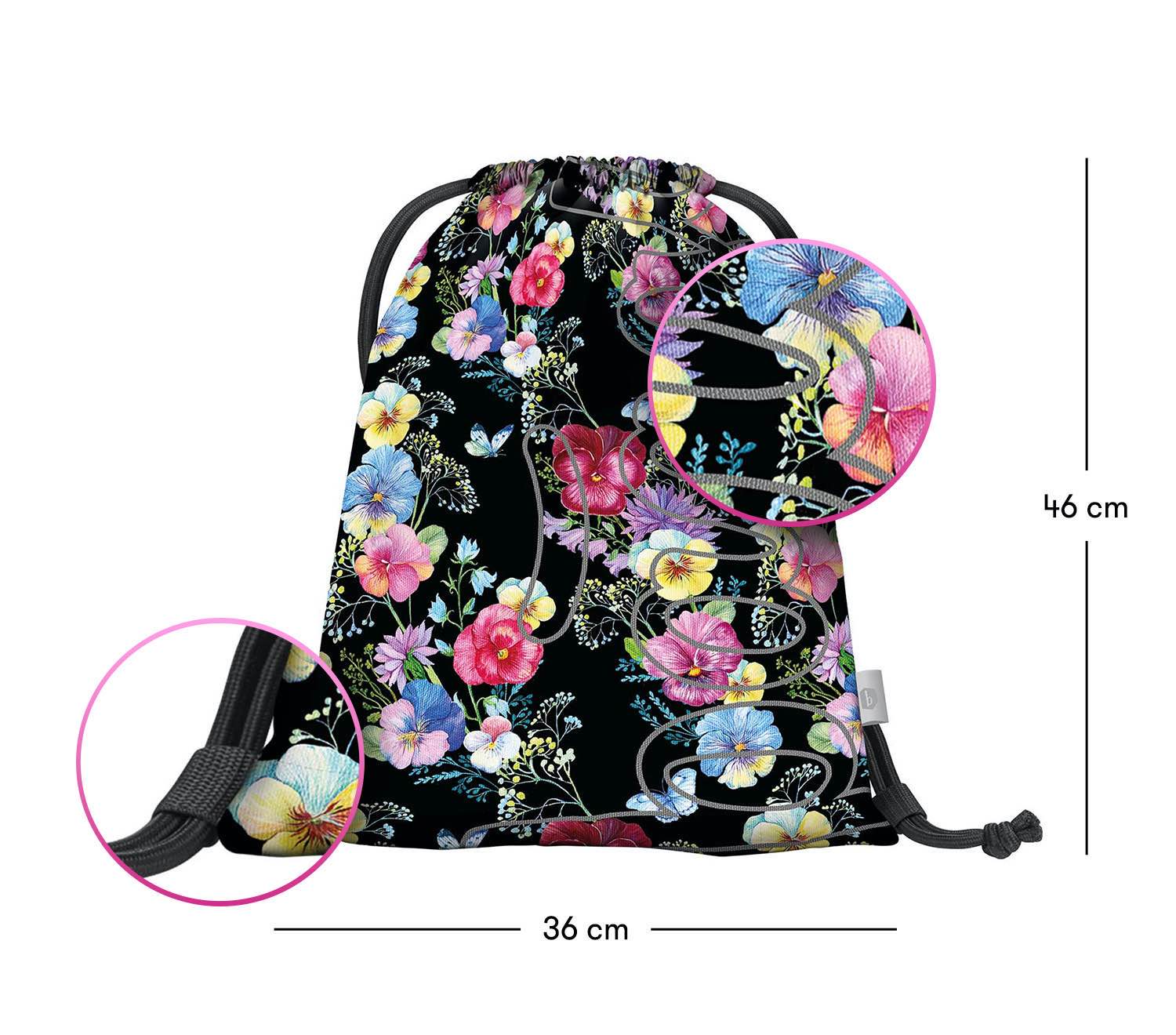 baagl-gym-sacks-skate-flowers-sac-de-gym-enfant image 3
