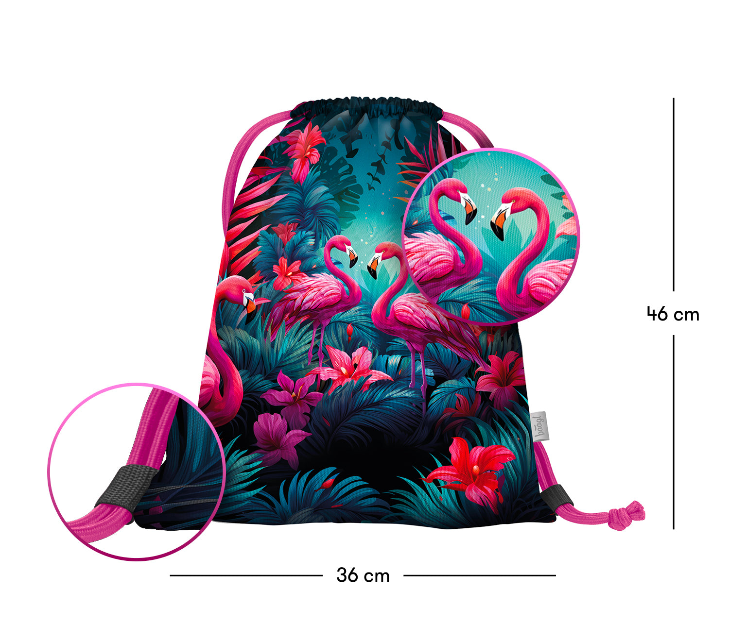 baagl-flamingos-sac-de-gym-fille-lavable image 3