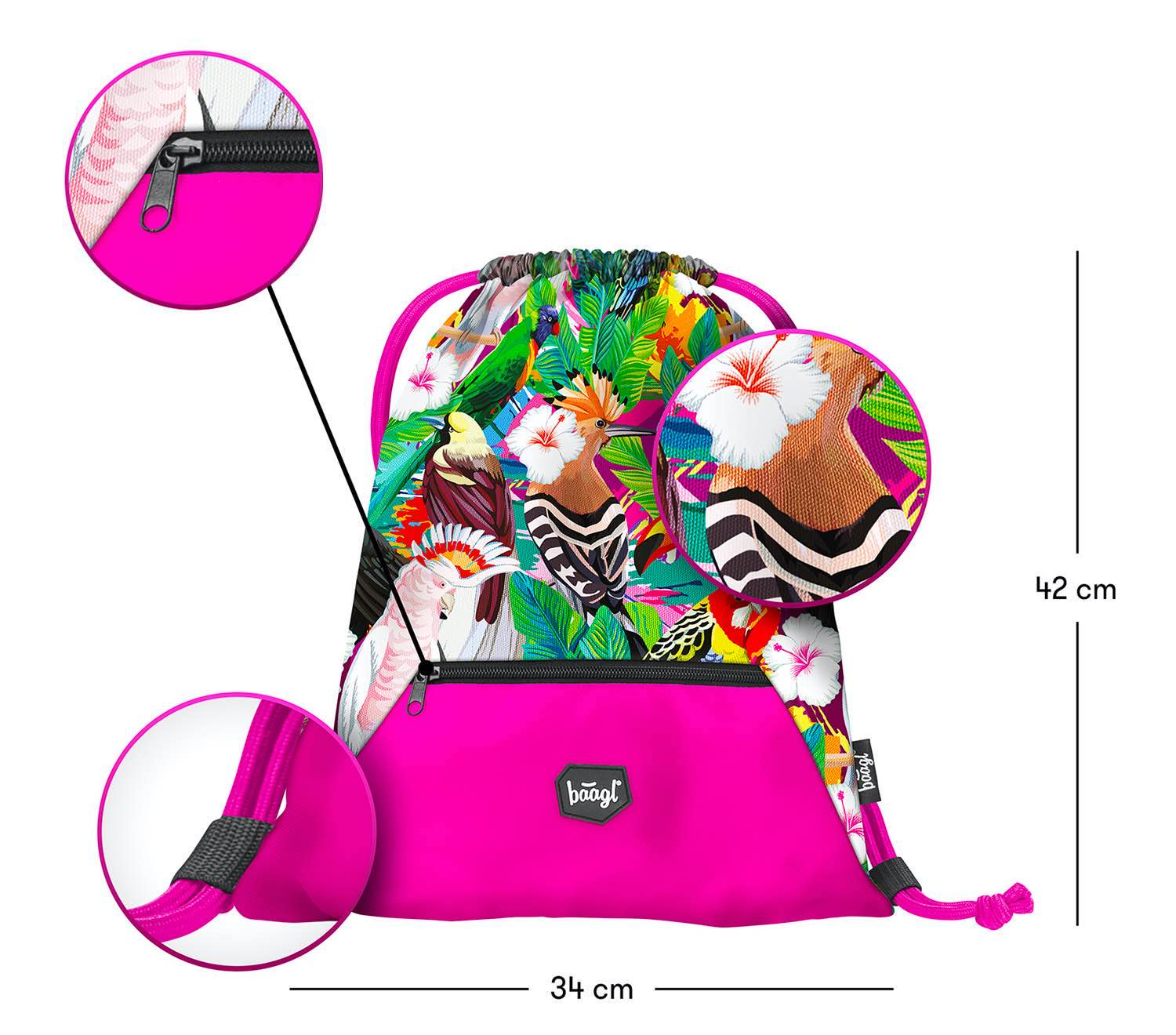 baagl-toucan-sac-de-gym-enfant-motif-toucan-lavable image 3