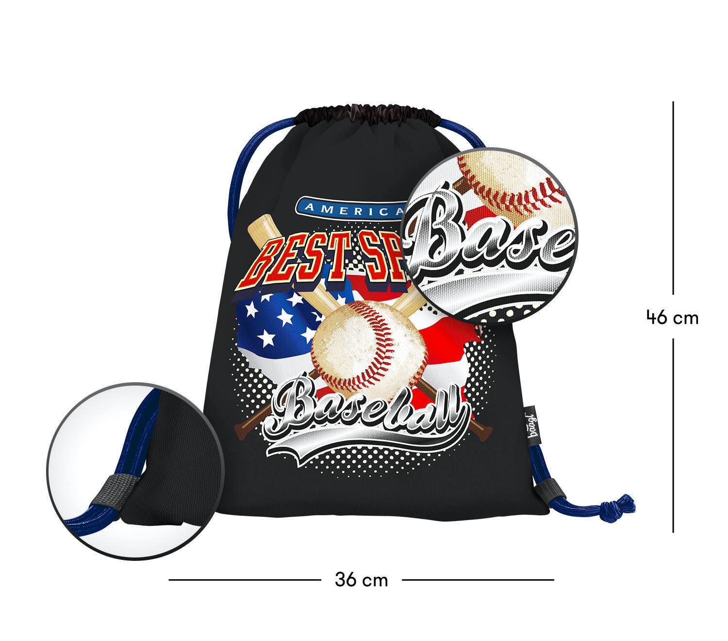 baagl-gym-sacks-sac-de-sport-baseball-2-lavable image 3