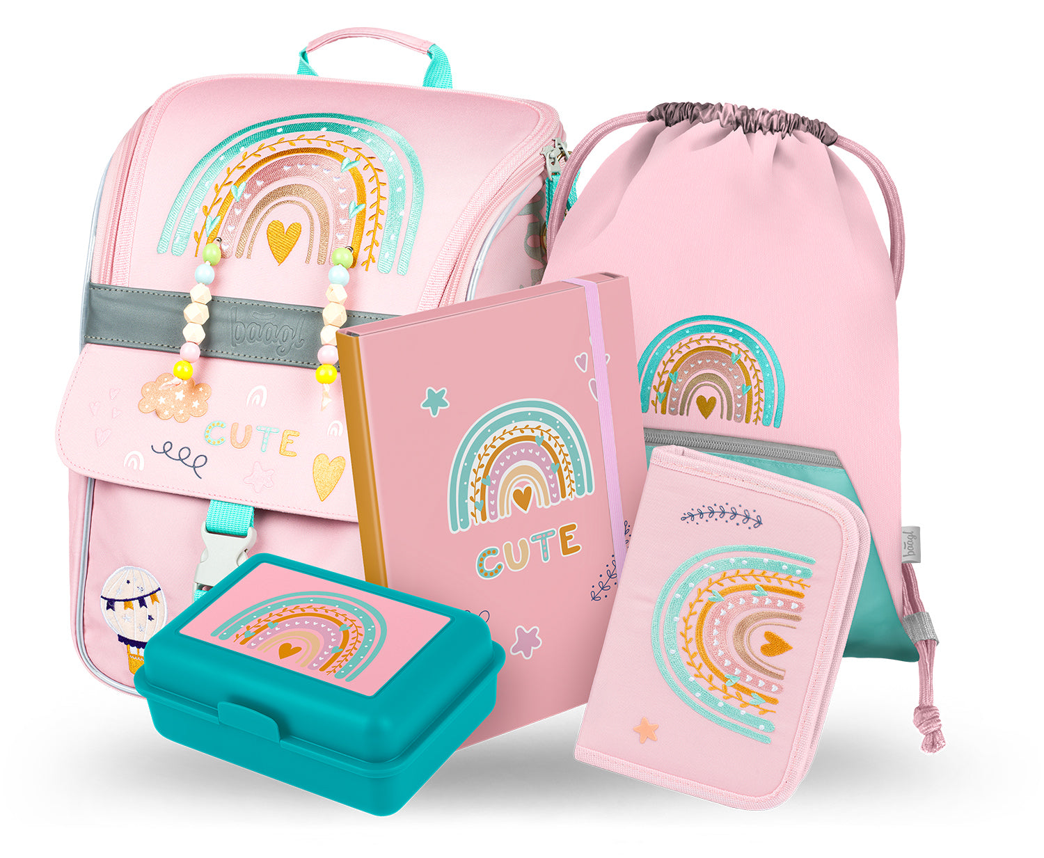 baagl-zippy-pink-rainbow-ii-cartable-fille-set-3-pcs image 1