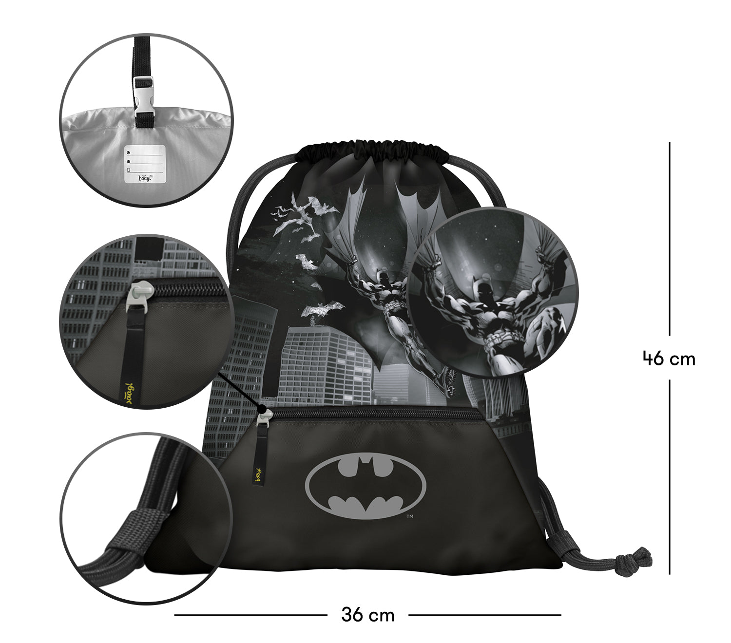 baagl-batman-dark-city-sac-de-gym-poche-zipp-e image 3