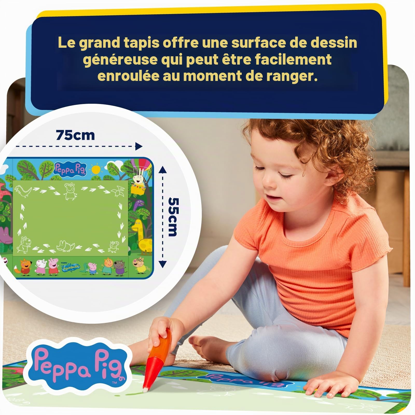 aquadoodle-mini-mat-peppa-pig-tapis-dessin-eau-dinosaures-75x55-cm image 5