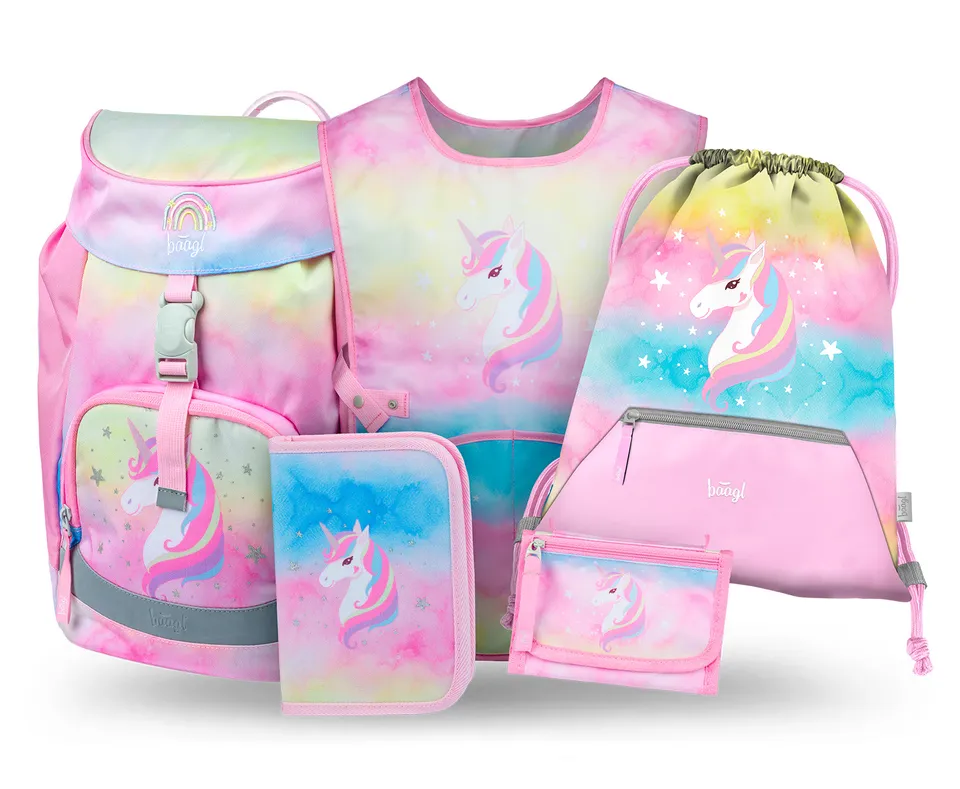 baagl-airy-rainbow-unicorn-iii-cartable-fille-trousse-sac-gym image 1