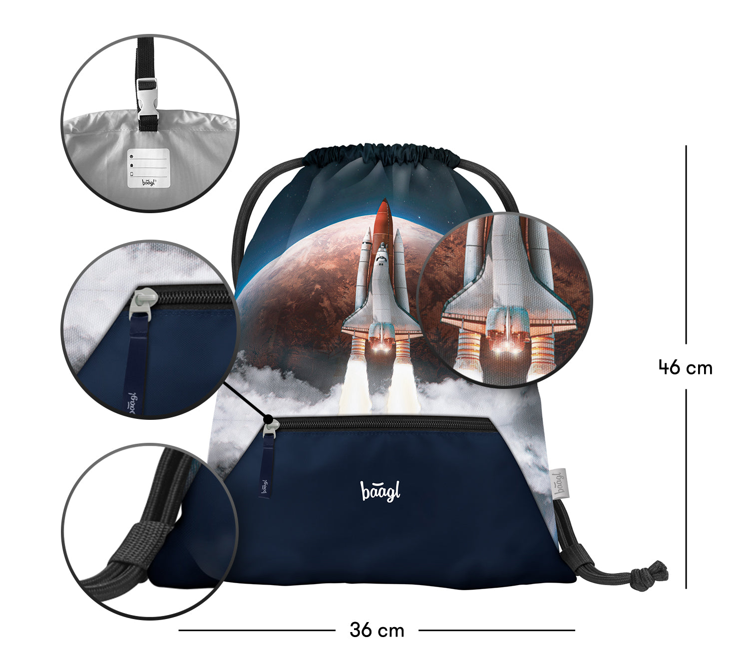 baagl-space-shuttle-sac-de-gym-poche-zipp-e-enfant image 3