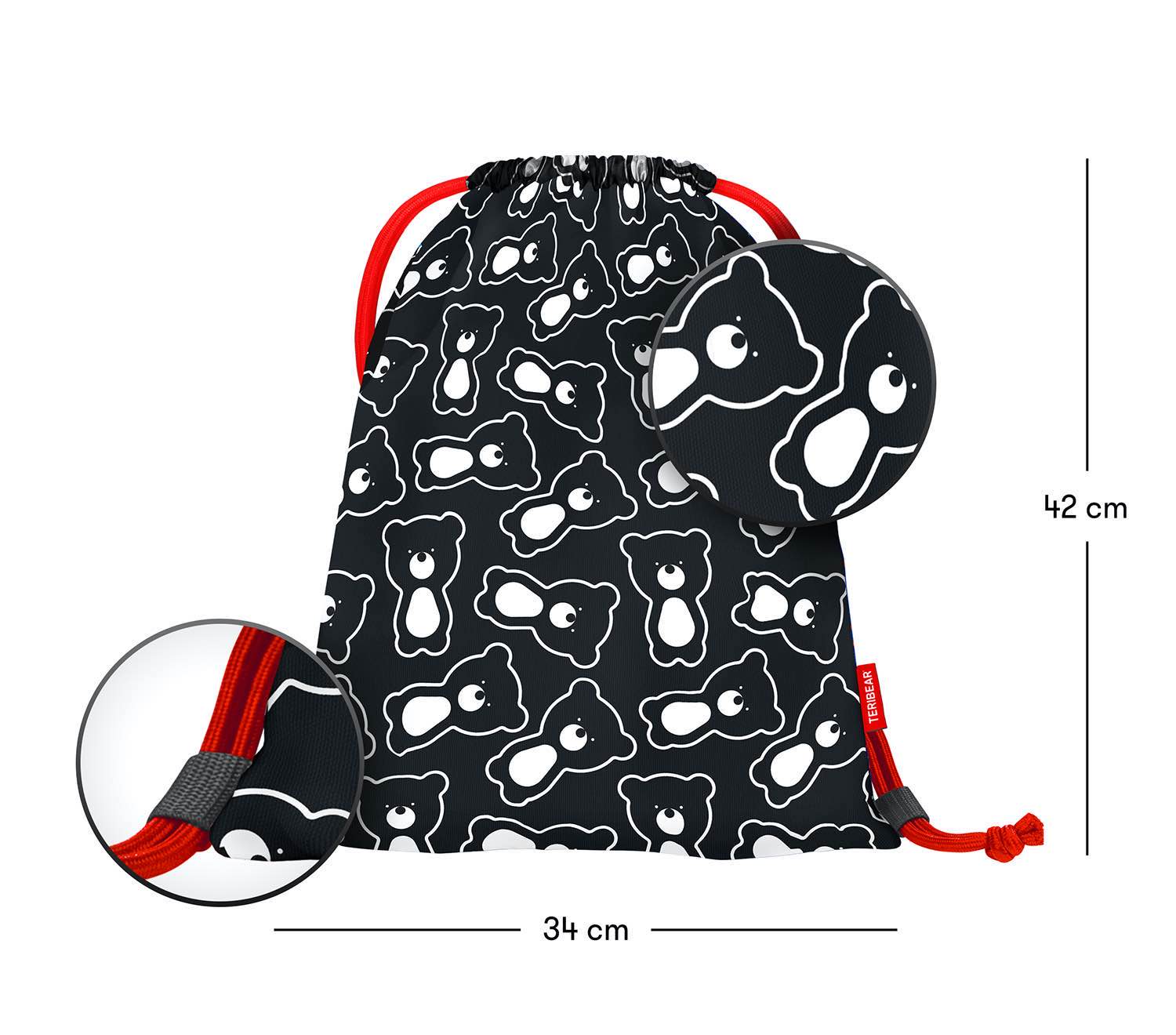 baagl-gym-sacks-sac-de-gym-teribear-black-noir image 3