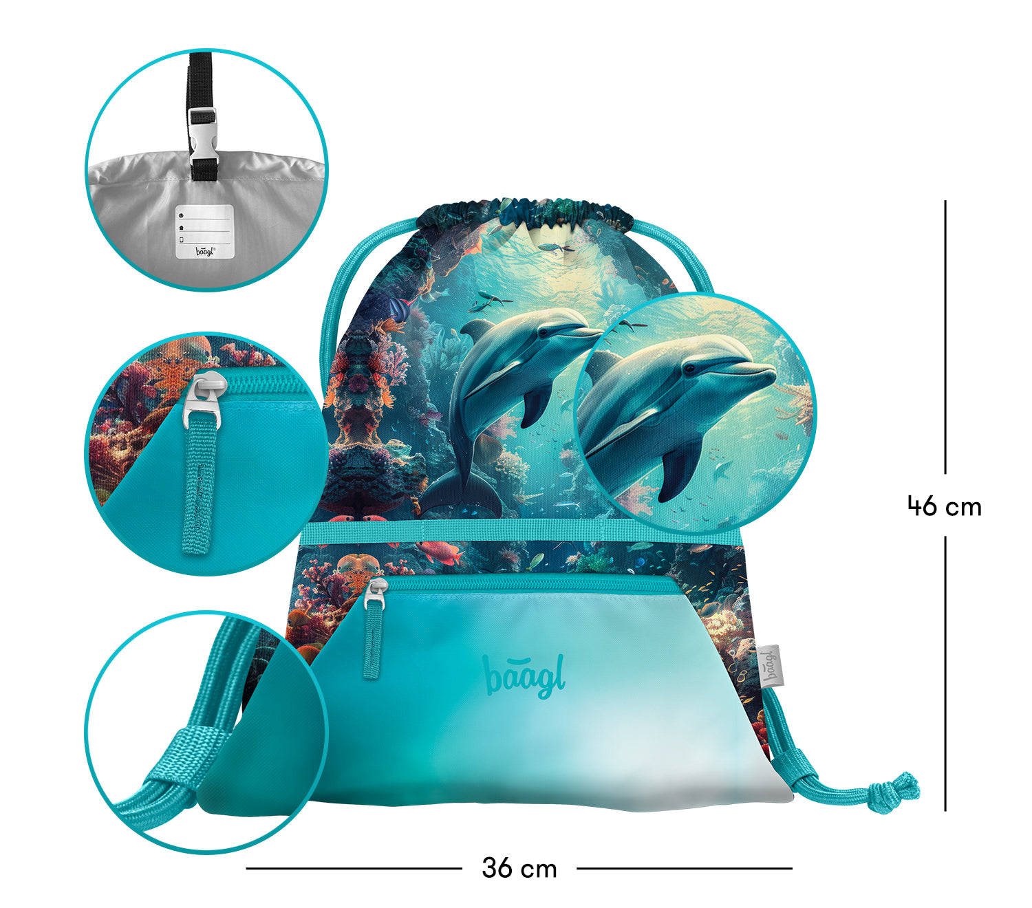 baagl-gym-sacks-dolphin-sac-gym-dolphin-poche-zipp-e image 3