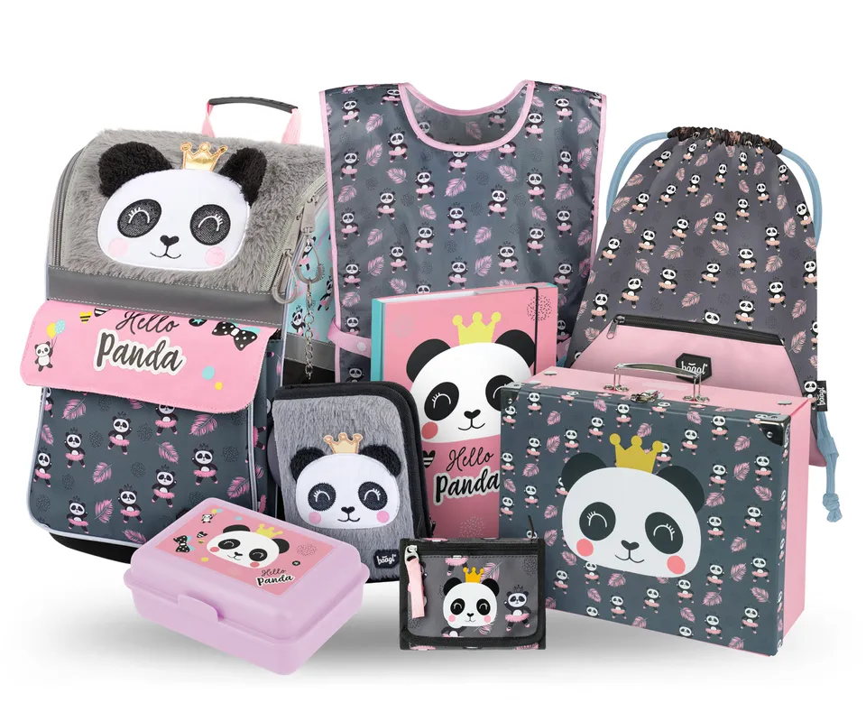 baagl-school-sets-zippy-panda-iv-cartable-3-pi-ces-fille-ergonomique image 1