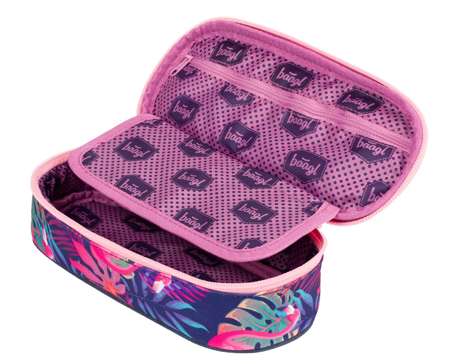 baagl-flamingo-trousse-scolaire-compacte-flamant-rose-vide image 2