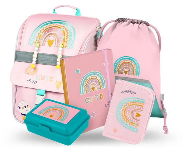 baagl-zippy-pink-rainbow-ii-cartable-fille-set-3-pcs image 1