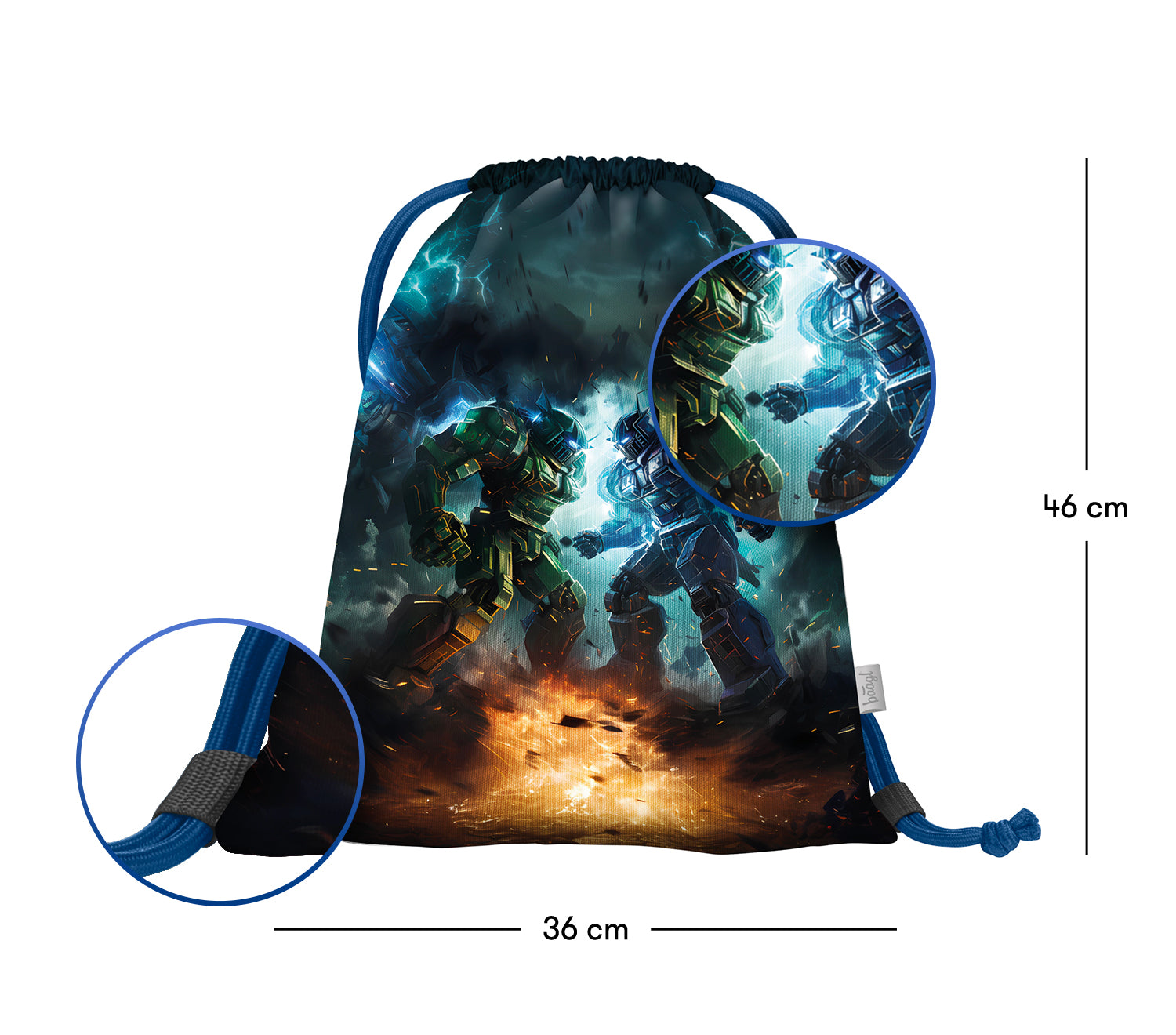 baagl-gym-sacks-robots-sac-de-sport-enfant-mousqueton image 3