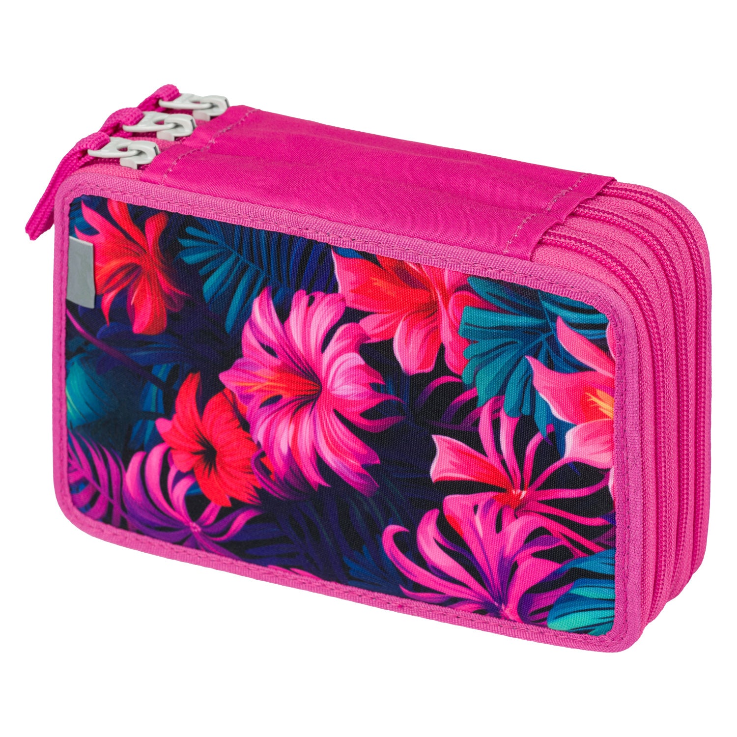 baagl-three-tier-flamingos-trousse-3-compartiments-flamant-rose-vide image 2