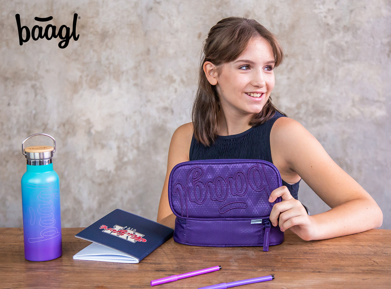 baagl-school-plum-trousse-scolaire-rigide-ykk image 5