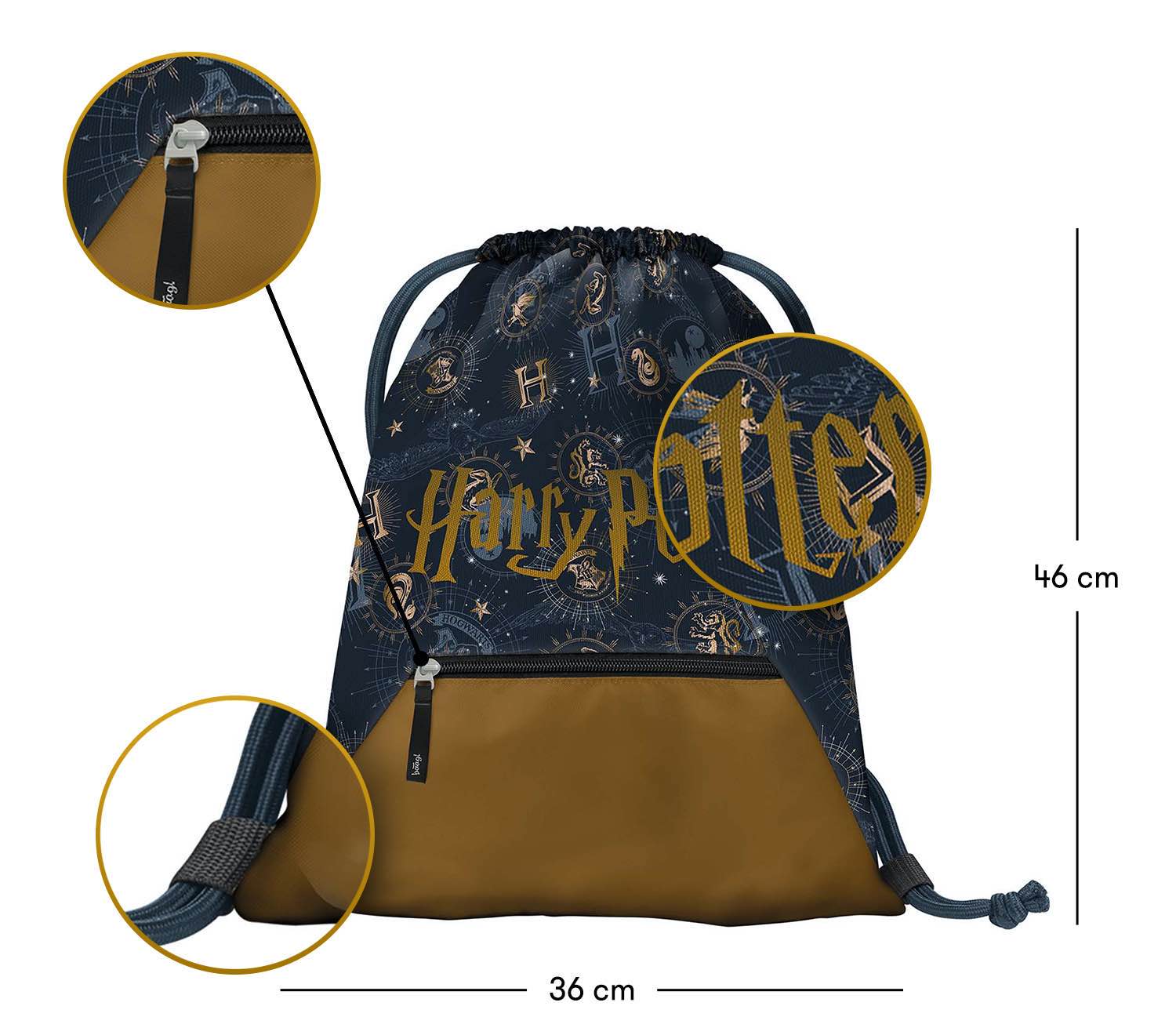 baagl-sac-gym-harry-potter-hogwarts-avec-poche-zipp-e-lavable image 3