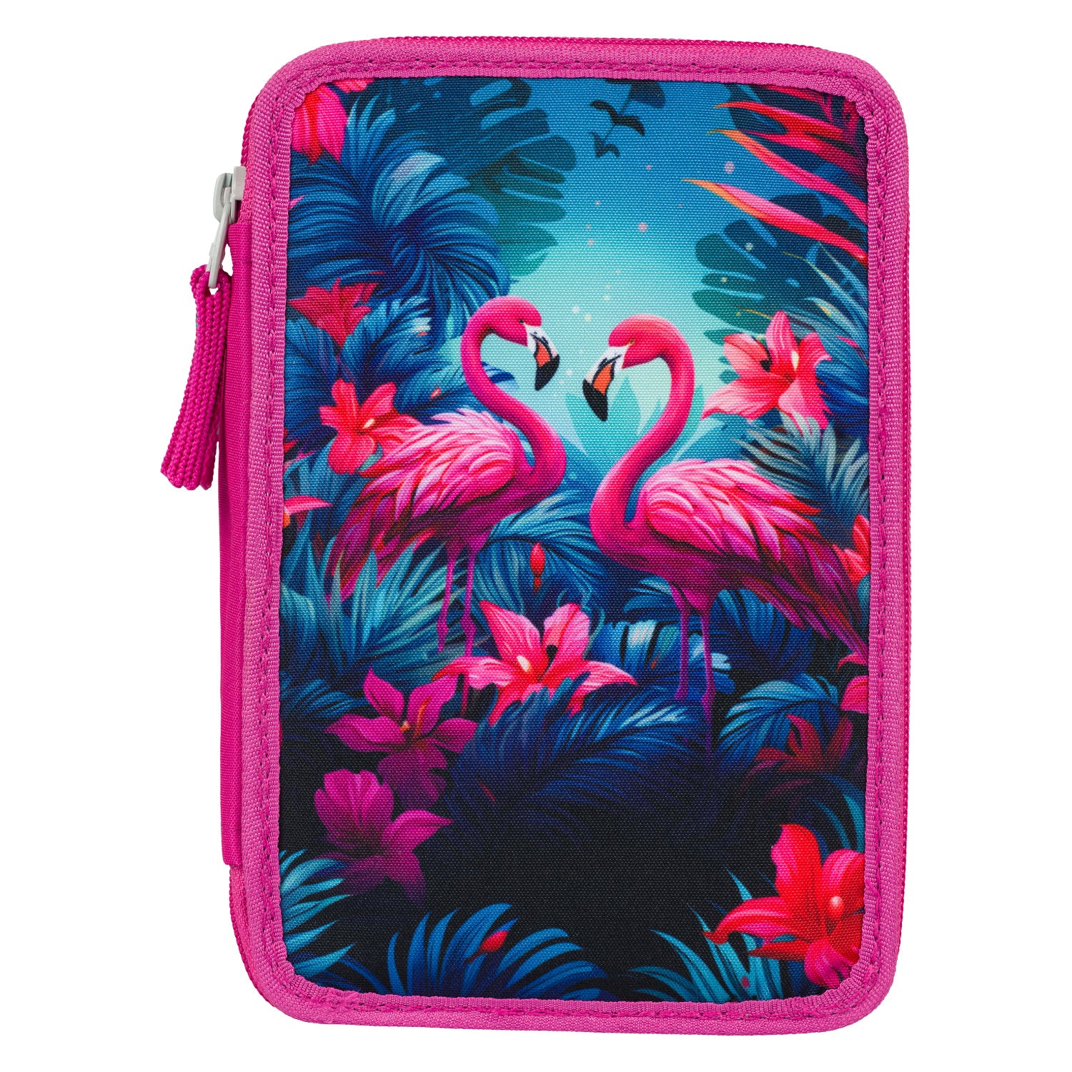 baagl-three-tier-flamingos-trousse-3-compartiments-flamant-rose-vide image 3
