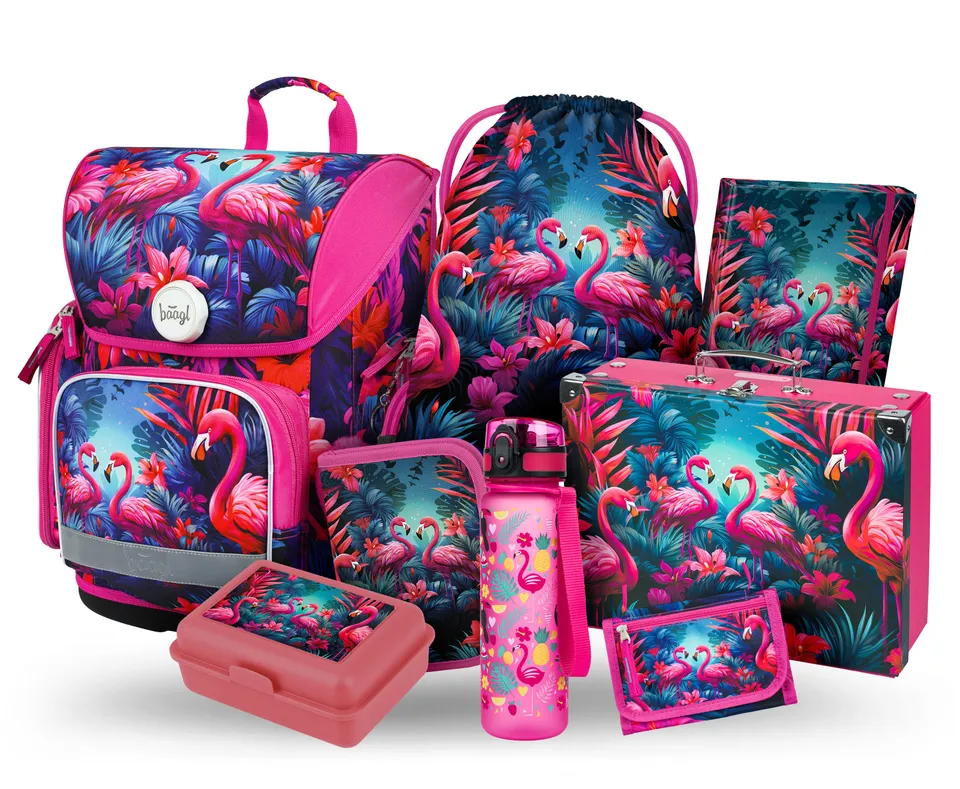 baagl-ergo-flamingos-iii-cartable-fille-ensemble-cp image 1