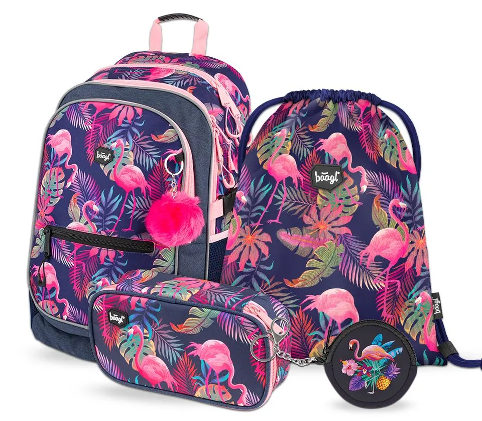baagl-school-sets-core-flamingo-ii-sac-dos-3-pi-ces-fille image 1