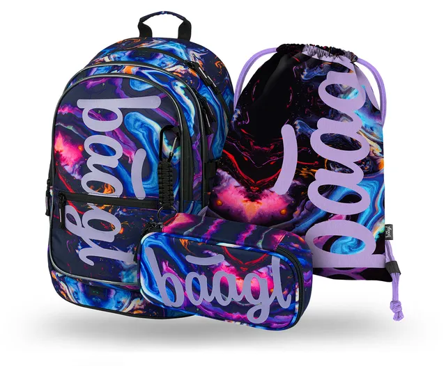 baagl-core-marble-set-scolaire-sac-dos-25-l-3-pi-ces-fille image 1