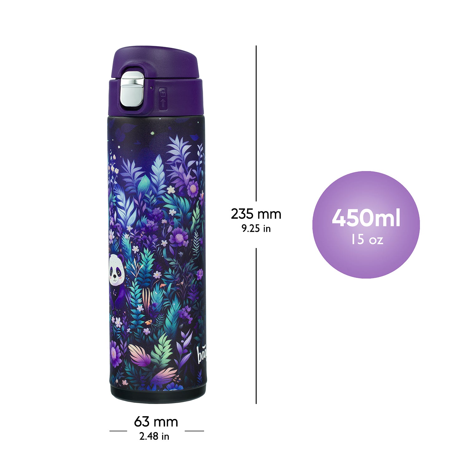 baagl-thermo-bottles-jungle-panda-gourde-isotherme-450-ml-inox image 5