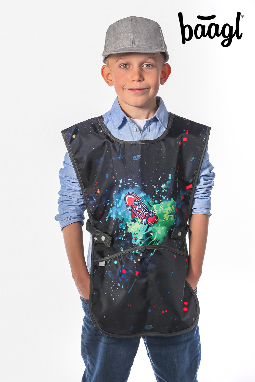 baagl-chill-tablier-enfant-cole-peinture-lavable-poches image 5