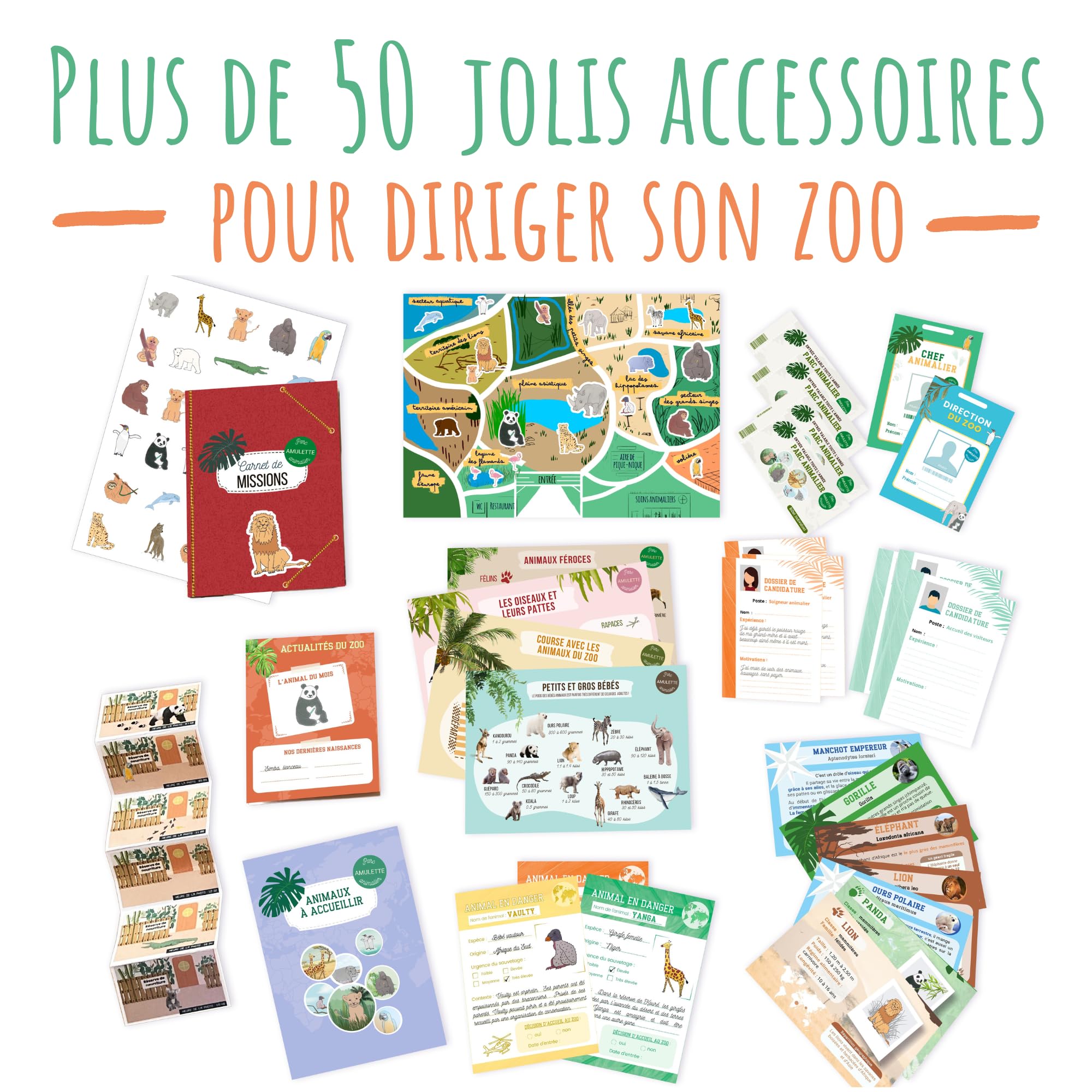 amulette-mission-au-zoo-kit-jeu-50-accessoires-6-10-ans-mzoo image 2