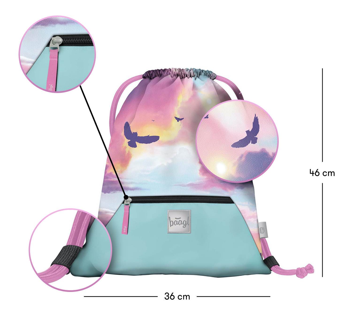 baagl-gym-sacks-owl-sac-gym-poche-zip-lavable image 3