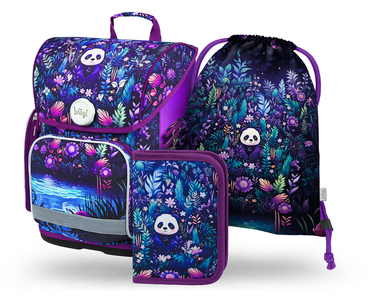 baagl-ergo-jungle-panda-cartable-3-pi-ces-panda-fille image 1