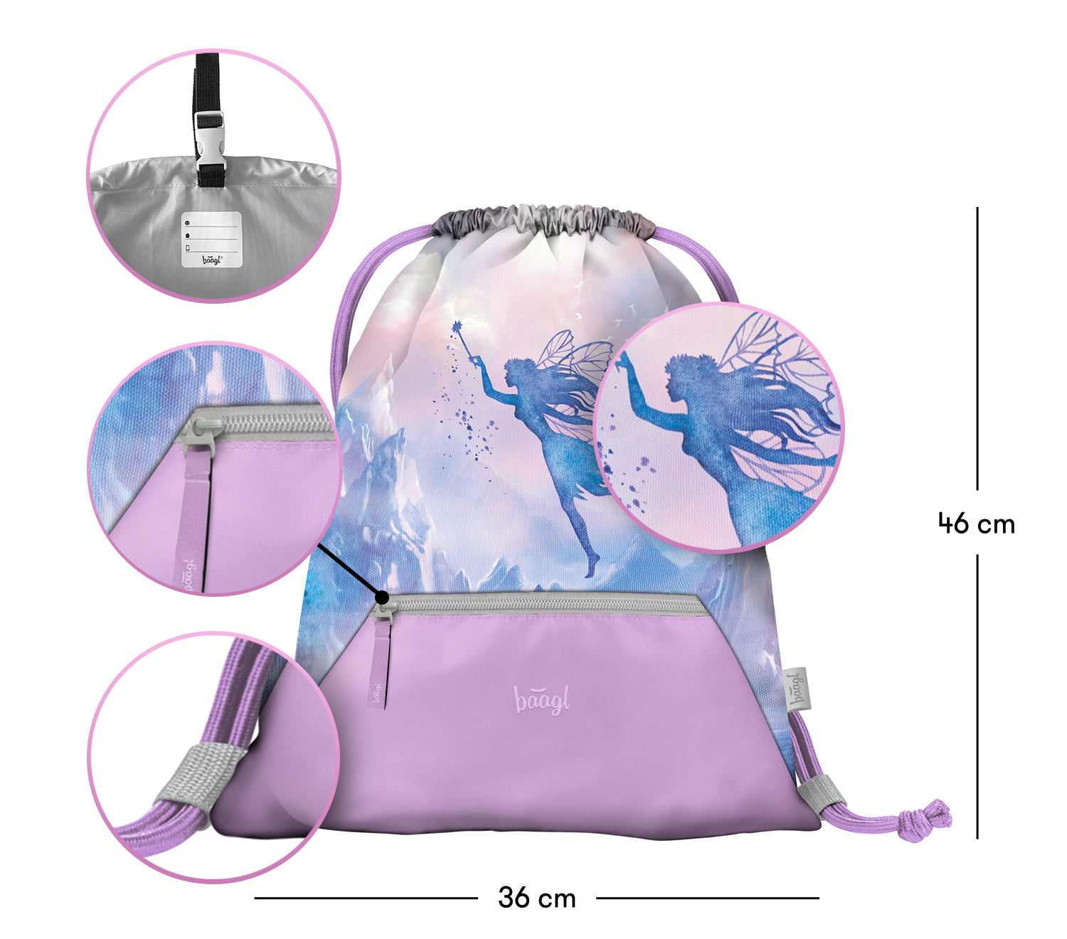 baagl-gym-sacks-fairy-sac-gym-poche-zipp-e image 3