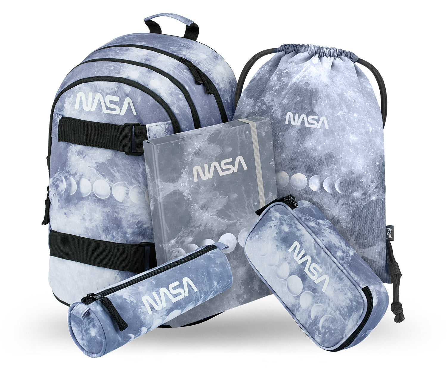 baagl-school-sets-skate-nasa-grey-kit-scolaire-sac-25-l image 1