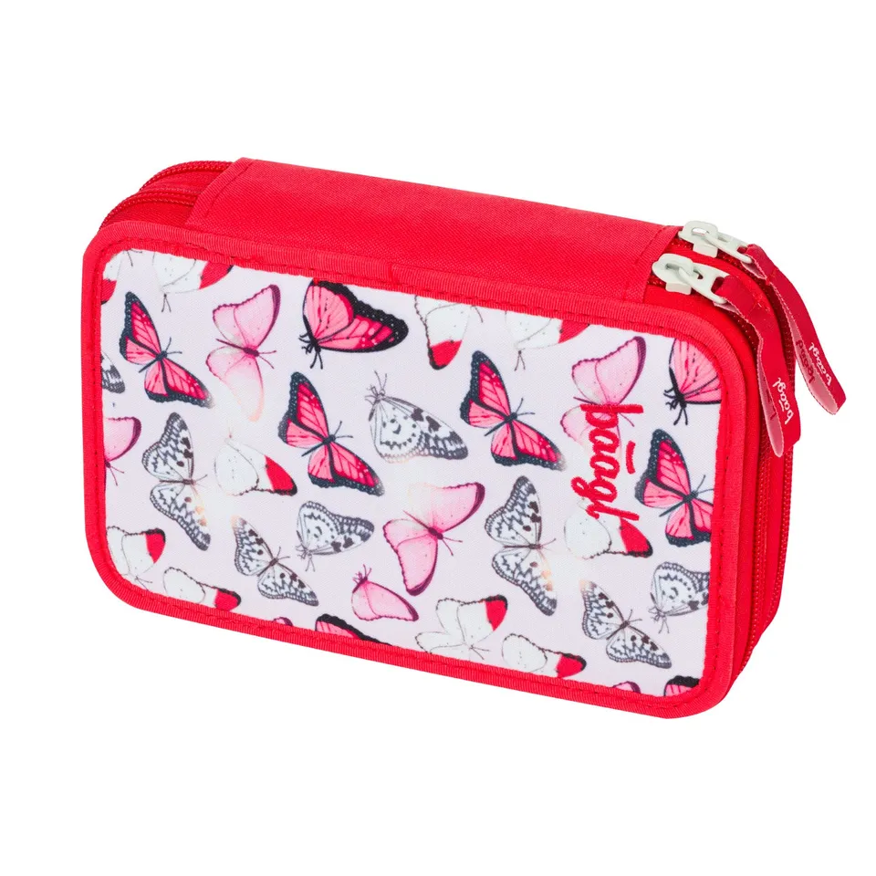 baagl-red-butterfly-trousse-scolaire-double-tage-vide image 1