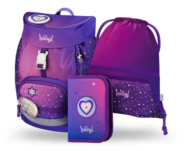 baagl-airy-horses-heart-ensemble-cartable-trousse-sac-gym image 1