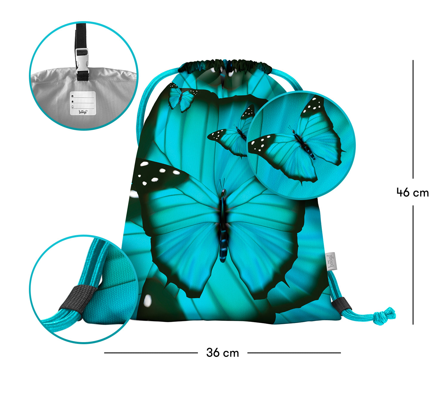 baagl-butterfly-sac-gym-enfant-cordon-lavable image 3
