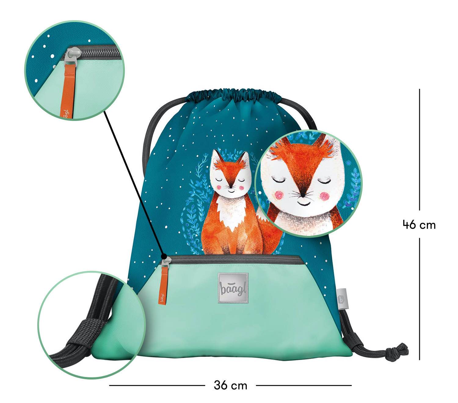 baagl-fox-sac-gym-renard-avec-poche-zip image 3