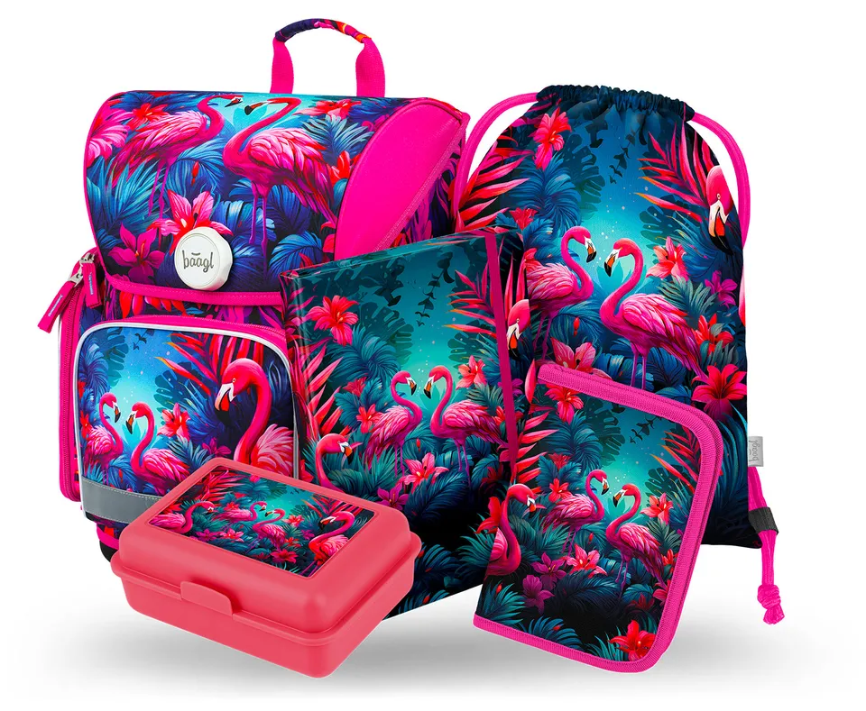 baagl-school-sets-ergo-flamingos-ii-cartable-19-l-trousse-sac image 1