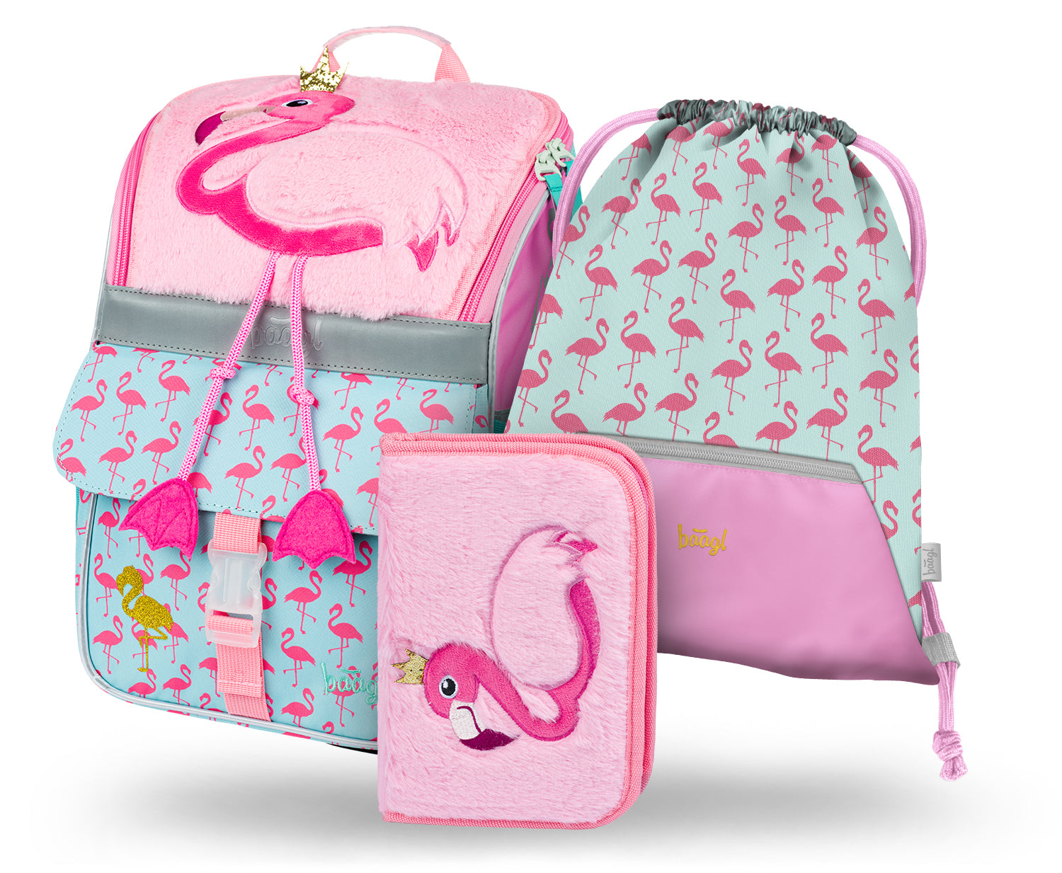 baagl-school-sets-zippy-flamingo-cartable-3-pi-ces image 1
