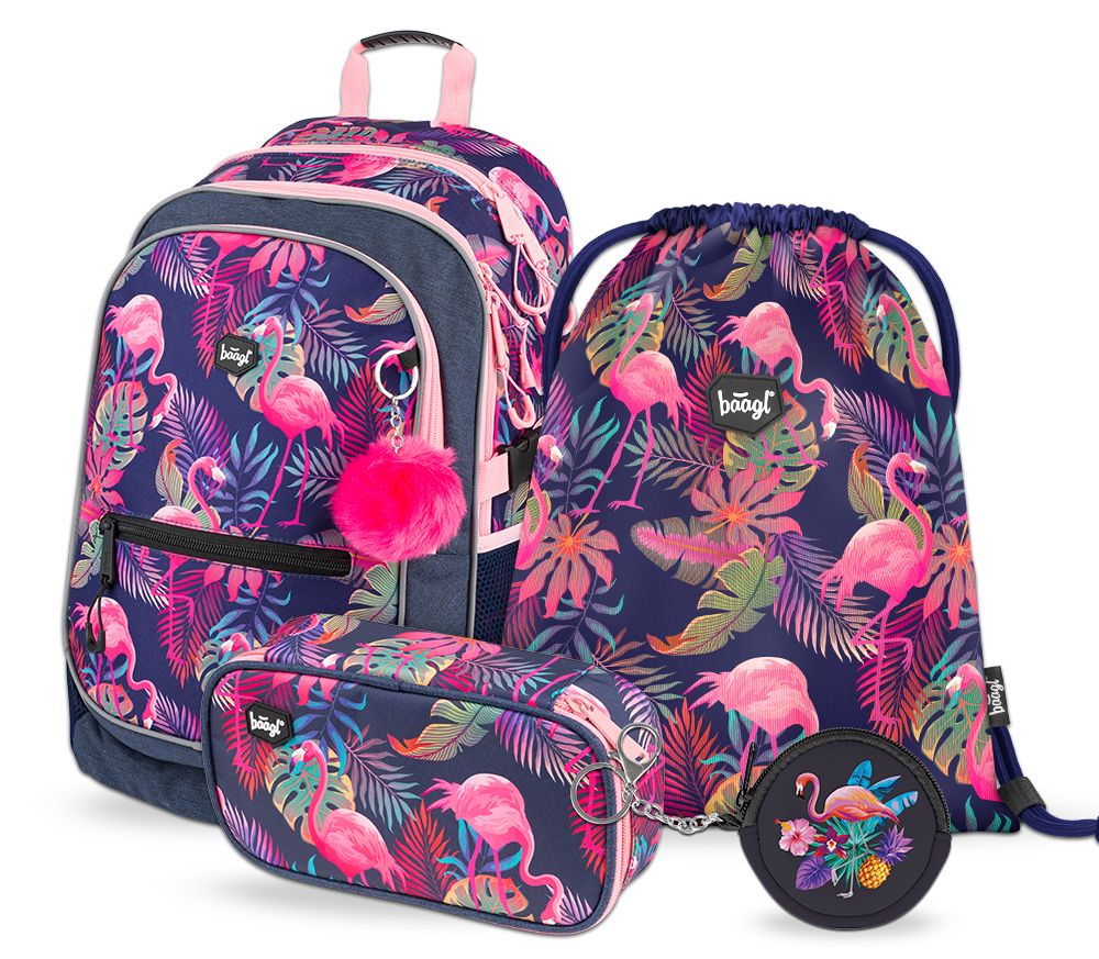 baagl-school-sets-core-flamingo-ii-sac-dos-3-pi-ces-fille image 1