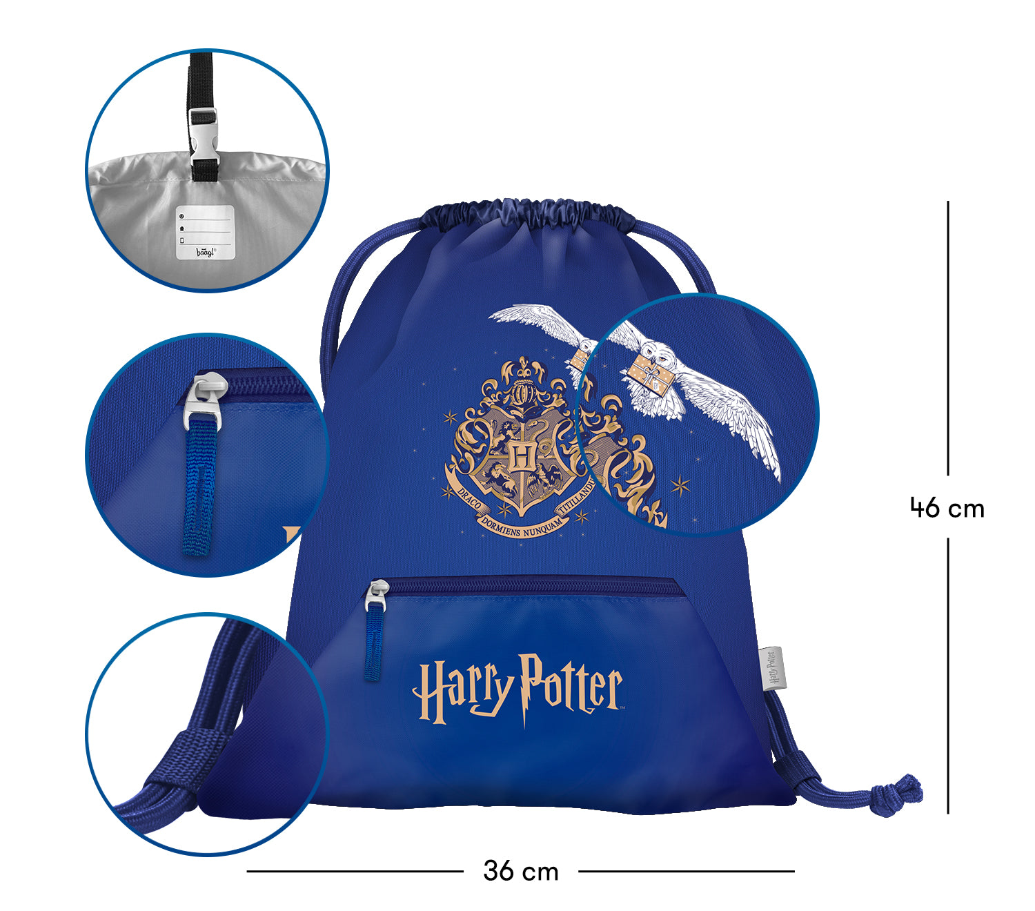 baagl-harry-potter-hogwarts-hedwig-sac-de-gym-poche-zipp-e image 3