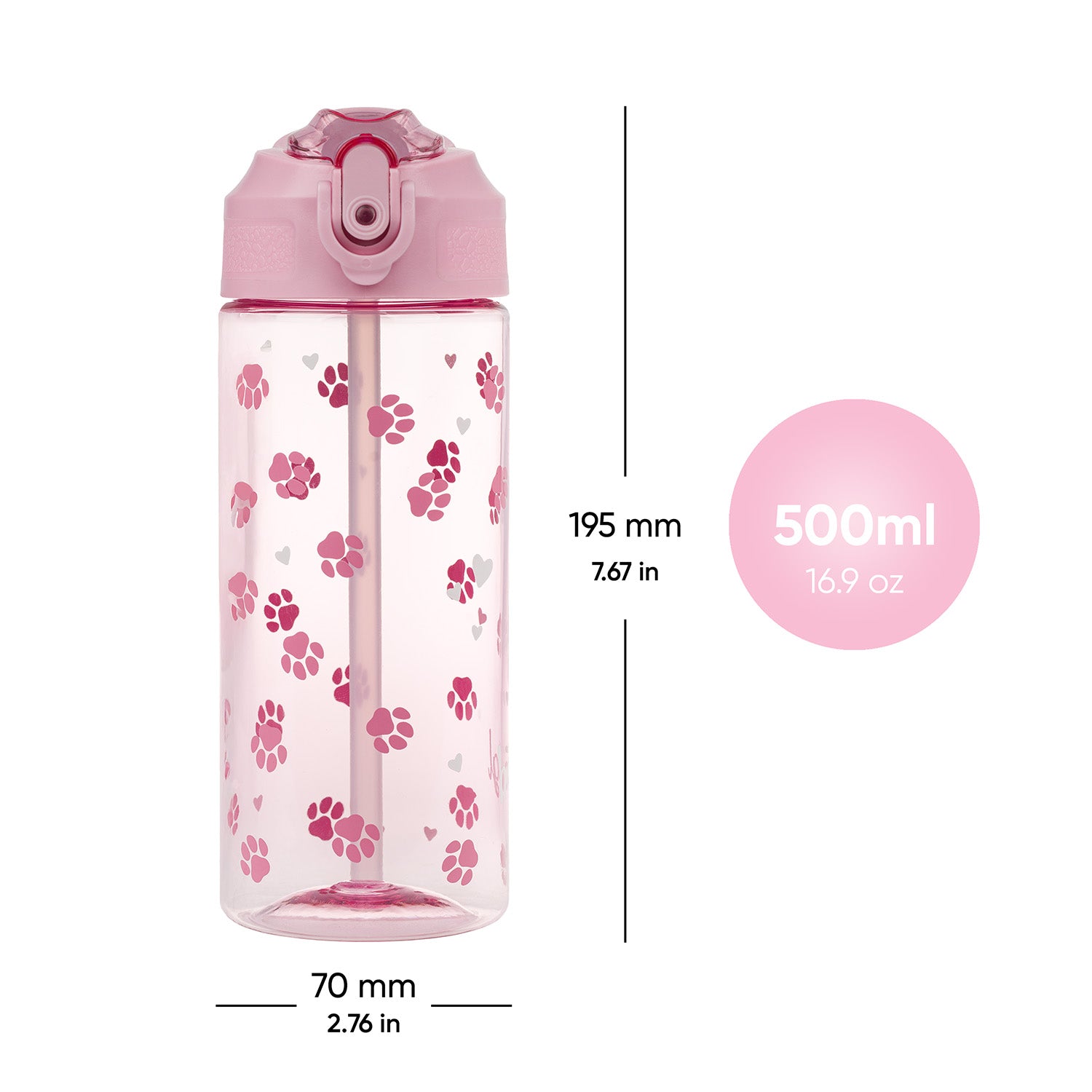 baagl-drinking-bottles-paws-gourde-paille-500-ml-tritan image 5
