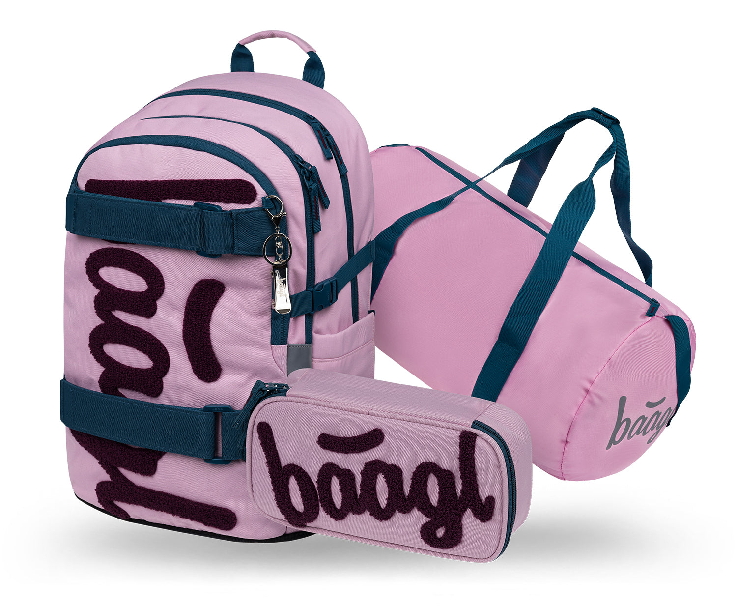baagl-skate-rose-set-scolaire-sac-dos-trousse-recycl image 1