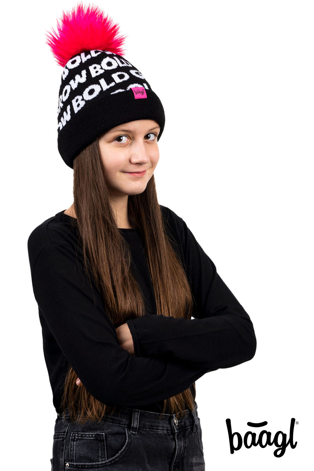 baagl-bonnet-tricot-rose-pompon-enfant-6-12-ans image 6