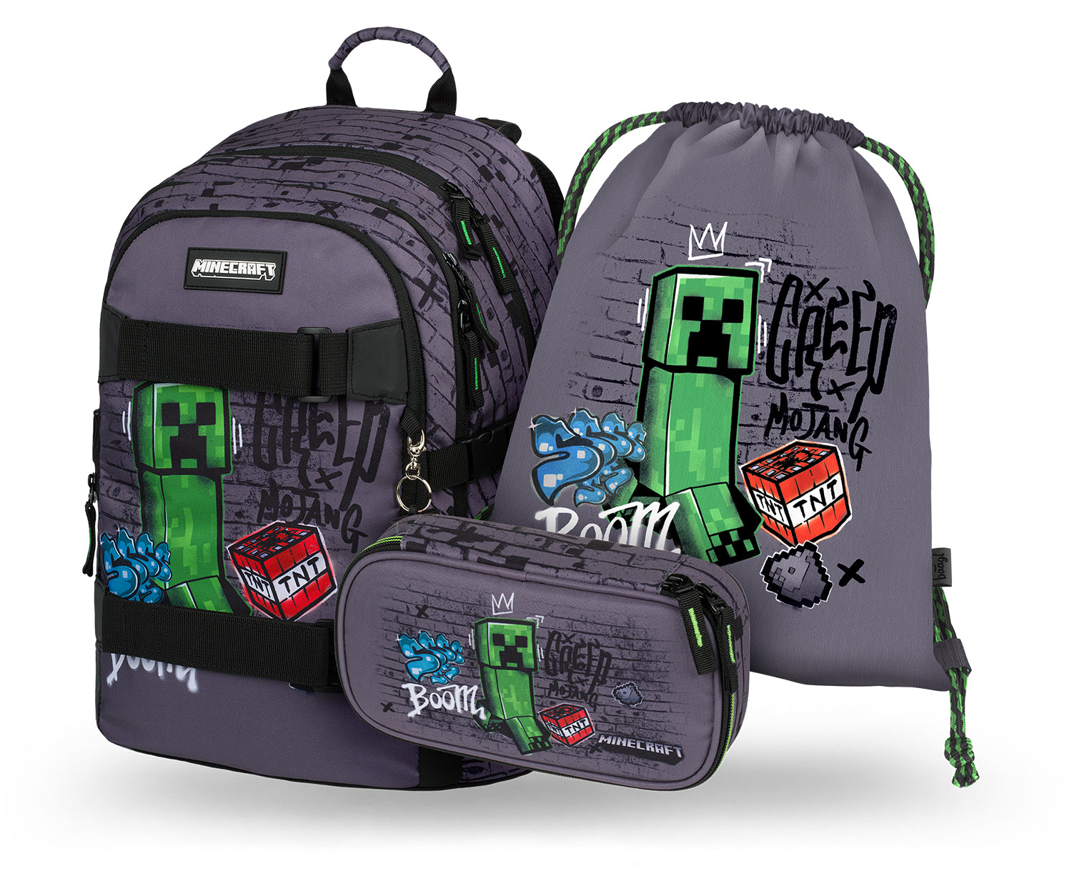 baagl-skate-minecraft-tnt-set-scolaire-3-pi-ces-sac-dos image 1