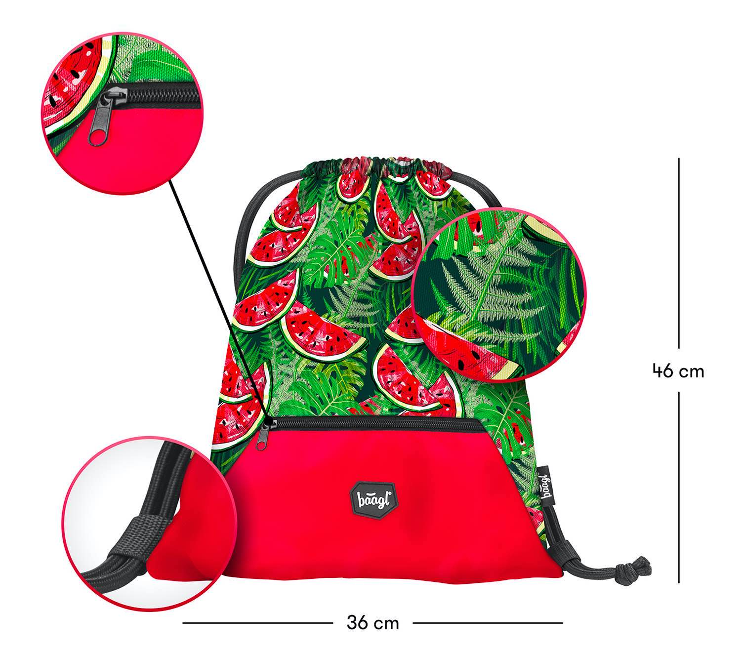 baagl-gym-sacks-melon-sac-gym-poche-zip image 3