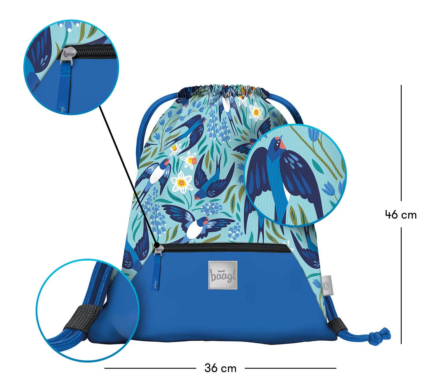 baagl-gym-sacks-birdie-sac-de-gym-poche-zipp-e-oiseaux image 3