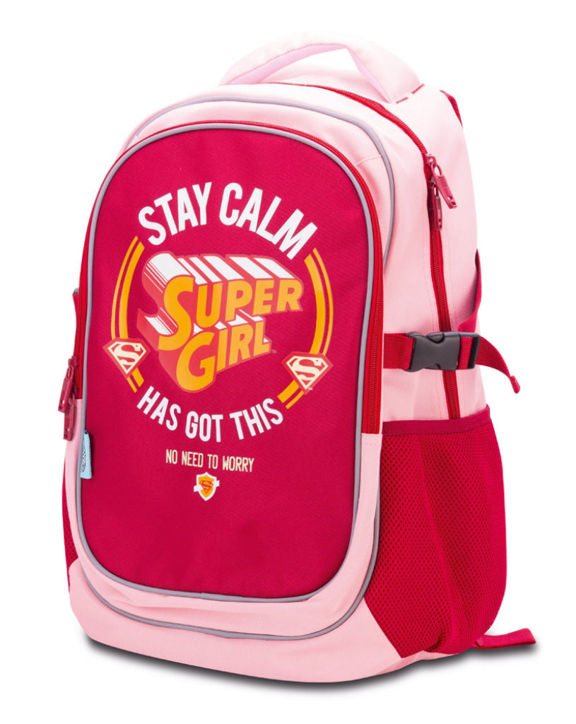 baagl-supergirl-stay-calm-sac-dos-scolaire-poncho-pluie image 4