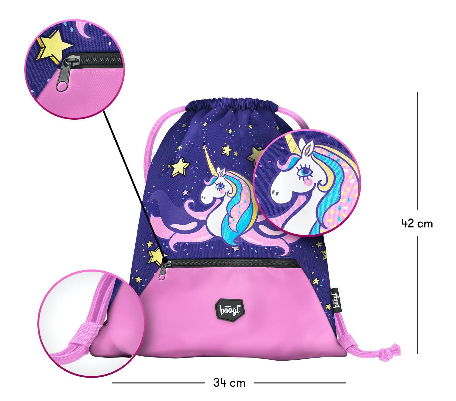 baagl-licorne-sac-gym-enfant-poche-zipp-e-licorne image 2