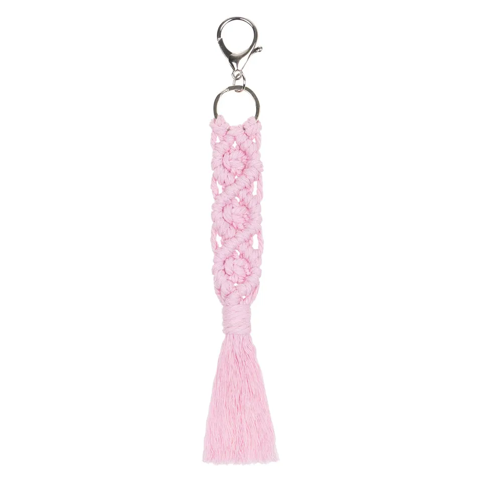 baagl-macrame-porte-cl-s-pompon-rose-fluo image 1